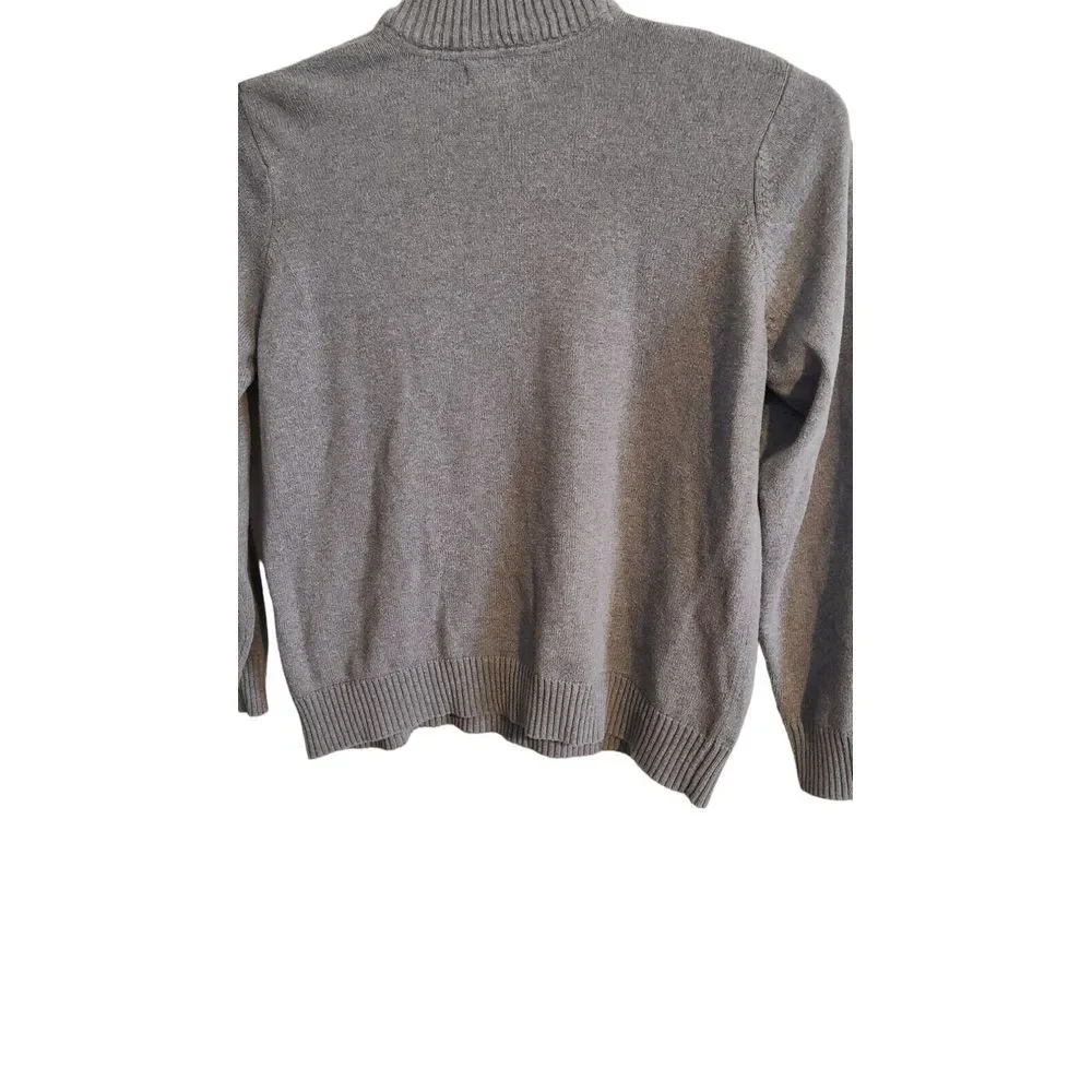 Eddie Bauer Mens Gray Size XL 1/4 Zip Sweater‎ Strip Across Chest Rust/navy